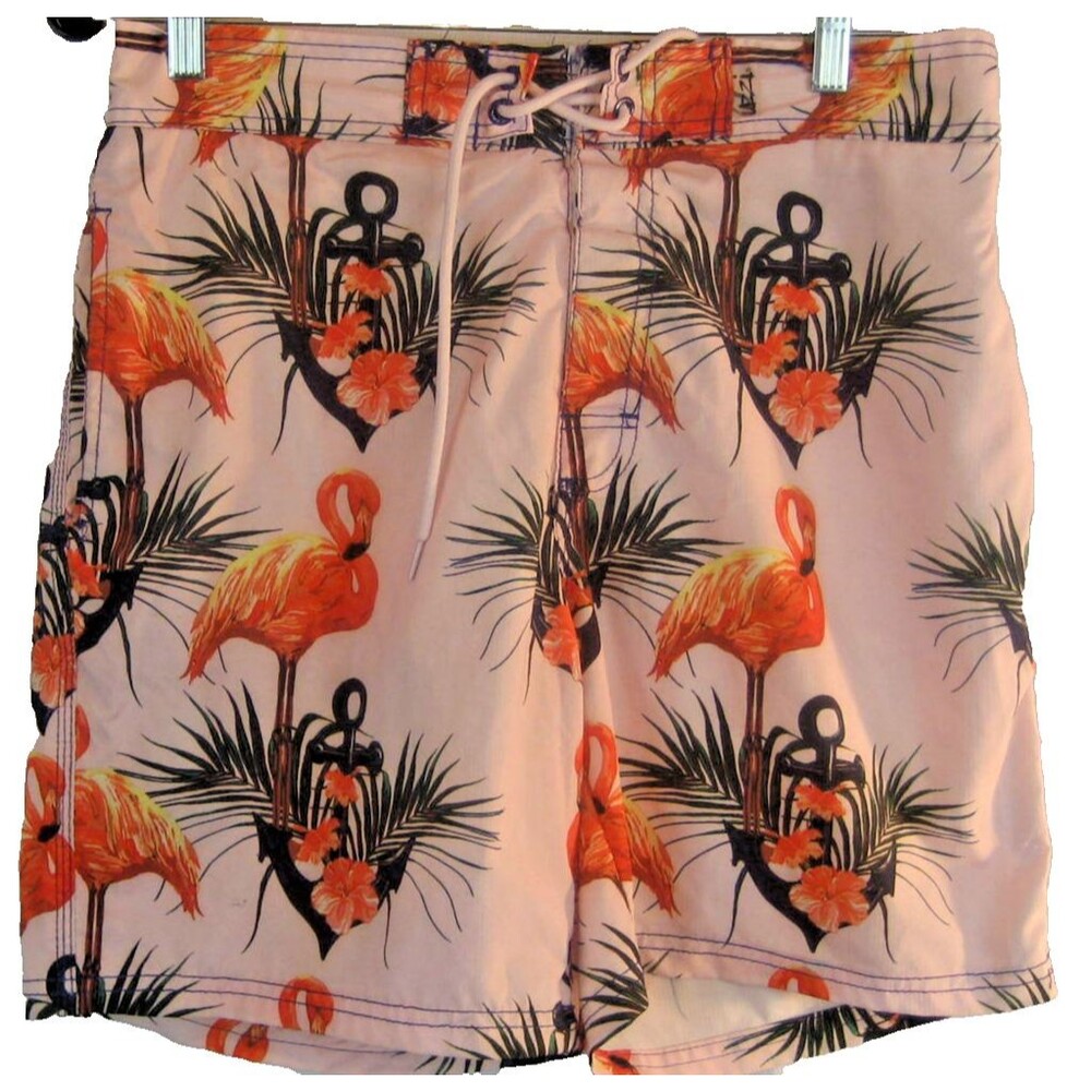 Mens Uzzi Activewear Floral Island Design Polyester Casual Shorts sz XL x 7"